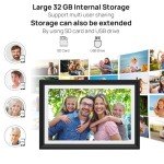 32GB FRAMEO 10.1 Inch WiFi Digital Photo Frame with LED Light, 1280x800 HD IPS LCD Touch Screen, Auto-Rotate Portrait and Landscape, 32GB Storage, Share Moments Instantly via Frameo App from Anywhere