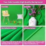 Green Screen Backdrop for Streaming, Small Green Backdrop Background 5 x 6.5 Ft Collapsible Greenscreen Backdrop, Portrait Background Green Back Drop Cloths for Zoom Photography Studio with Rod Pocket