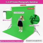 Green Screen Backdrop for Streaming, Small Green Backdrop Background 5 x 6.5 Ft Collapsible Greenscreen Backdrop, Portrait Background Green Back Drop Cloths for Zoom Photography Studio with Rod Pocket