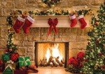 CHAIYA 7x5ft Christmas Fireplace Backdrop for Family Portrait Studio Winter Decorations and Photo Background CY036