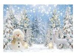 Funnytree 7x5FT Winter Backdrop Snowman Snowy Forest Pine Tree Background Let It Snow Glitter Christmas Xmas Holiday Party Decor Banner Studio Photography Portrait Photobooth Props