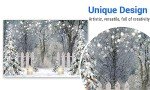 Funnytree 7x5FT Winter Photography Backdrop Glitter Snowy Forest Pine Tree Background Let It Snow Christmas Xmas Holiday Party Decor Banner Portrait Studio Booth Photobooth Props