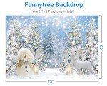 Funnytree 7x5FT Winter Backdrop Snowman Snowy Forest Pine Tree Background Let It Snow Glitter Christmas Xmas Holiday Party Decor Banner Studio Photography Portrait Photobooth Props
