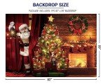 Allenjoy Christmas Photography Backdrop Santa Claus Winter Xmas Tree Fireplace Background Vintage Holiday Photobooth Portrait Party Banner Festival Photo Studio Mini Session Props Supplies 7x5ft