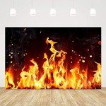 Ticuenicoa 5x3ft Raging Fire Backdrop Christmas Fireplace Flames Buring Fire Black Photography Background Fighter Themed Birthday Party Decorations Campfire Bonfire Supplies Portrait Photo Props