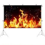 Ticuenicoa 5x3ft Raging Fire Backdrop Christmas Fireplace Flames Buring Fire Black Photography Background Fighter Themed Birthday Party Decorations Campfire Bonfire Supplies Portrait Photo Props