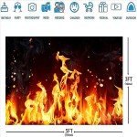 Ticuenicoa 5x3ft Raging Fire Backdrop Christmas Fireplace Flames Buring Fire Black Photography Background Fighter Themed Birthday Party Decorations Campfire Bonfire Supplies Portrait Photo Props