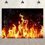 Ticuenicoa 5x3ft Raging Fire Backdrop Christmas Fireplace Flames Buring Fire Black Photography Background Fighter Themed Birthday Party Decorations Campfire Bonfire Supplies Portrait Photo Props