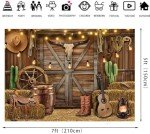 Western Cowboy Backdrop 7x5FT Wild West Rustic Wooden House Barn Photography Background for Portrait Kids Boy Western Birthday Party Decorations Supplies Photo Props
