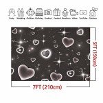 Black Heart Early 2000s Photography Backdrops Baby Shower Children Portrait Photo Decor 90s Stars Old School Photo Glamour Shots Birthday Party Photo Background Studio 7x5ft Vinyl Props