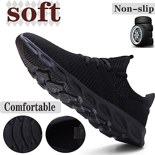 Damyuan Men's Lightweight Athletic Sports Sneakers, Black