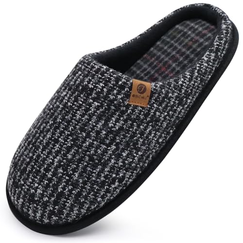 Men’s Cozy Black Knit Slip-On Slippers