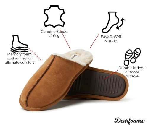 Men's Suede Closed Toe Slide Slipper - Chestnut