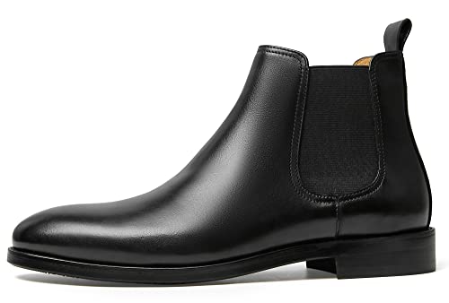 Men's Black Leather Lace-up Chelsea Chukka Boots