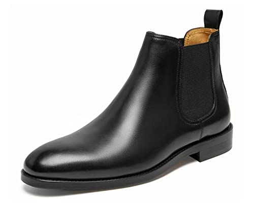 Men's Black Leather Lace-up Chelsea Chukka Boots