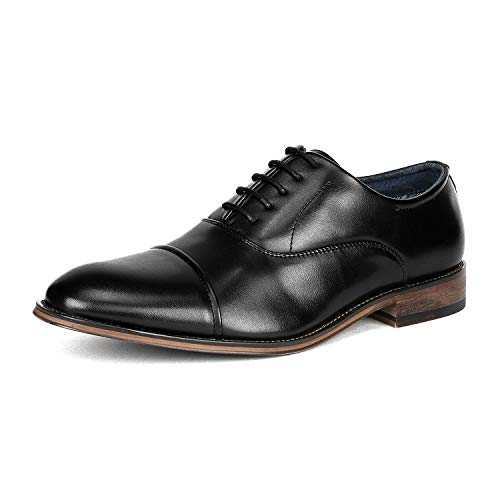 Bruno Marc Men's Black Cap-Toe Formal Dress Shoes