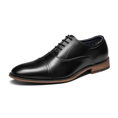 Bruno Marc Men's Black Cap-Toe Formal Dress Shoes