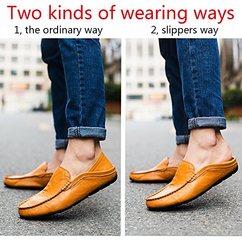 Brown Genuine Leather Penny Loafers Men's Slip-On Moccasins