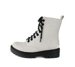 Soda FIRM White Lace-Up Ankle Combat Booties