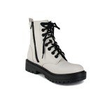 Soda FIRM White Lace-Up Ankle Combat Booties