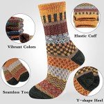 Bright Colorful Men's Wool Thermal Crew Socks - 5 Pairs