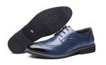 Stylish Blue Leather Lace-Up Dress Shoes Size 12.5