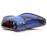 Royal Blue Alligator Print Oxford Dress Shoes