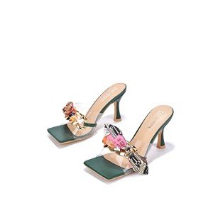 Green Stiletto High Heels with Bow - Size 11