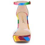 Colorful Chunky Heel Rainbow Sandals for Women
