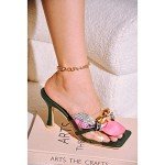 Green Stiletto High Heels with Bow - Size 11