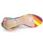 Colorful Chunky Heel Rainbow Sandals for Women