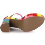 Colorful Chunky Heel Rainbow Sandals for Women