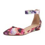 Floral Low Wedge Ankle Strap Flats for Women