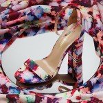 Colorful Floral High Heel Pump Sandals for Women