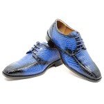 Royal Blue Alligator Print Oxford Dress Shoes
