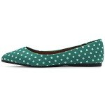 Ollio Women's Green Dot Pattern Ballet Flats
