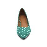 Ollio Women's Green Dot Pattern Ballet Flats