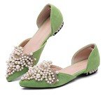 Bling Rhinestone Pointed Flats for Women – Green
