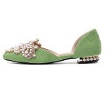 Bling Rhinestone Pointed Flats for Women – Green