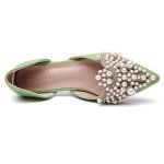 Bling Rhinestone Pointed Flats for Women – Green