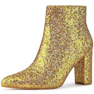 Colorful Glitter Pointed Toe Ankle Boots for Women