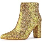Colorful Glitter Pointed Toe Ankle Boots for Women