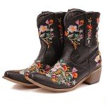 Colorful Floral Embroidered Women's Cowgirl Boots