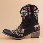 Colorful Floral Embroidered Women's Cowgirl Boots