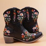 Colorful Floral Embroidered Women's Cowgirl Boots