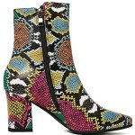 Colorful Chunky Heeled Ankle Boots for Women