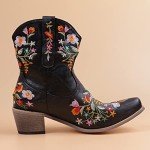 Colorful Floral Embroidered Women's Cowgirl Boots