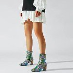 Colorful Chunky Heeled Ankle Boots for Women