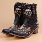 Colorful Floral Embroidered Women's Cowgirl Boots