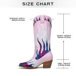 GOSERCE Colorful Flame Embellished Knee-High Boots